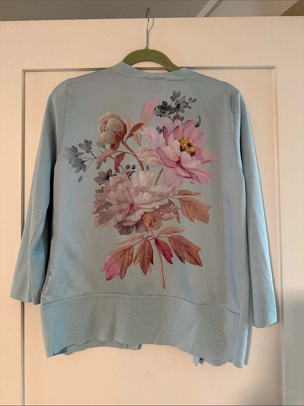 Ted Baker London Butterscotch Woven Pale Blue Open-Front Cardigan